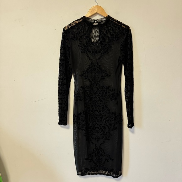 Vintage Whimsigoth Sheer Black Dress Velvet Burnout LBD Cocktail Womens Medium - Picture 10 of 13